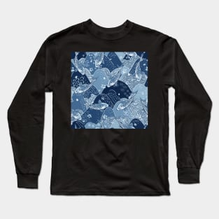 Japanese koi mountain pattern Long Sleeve T-Shirt